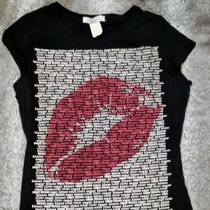 Charlotte Russe Black Graphic T-Shirt Sugar Kisses